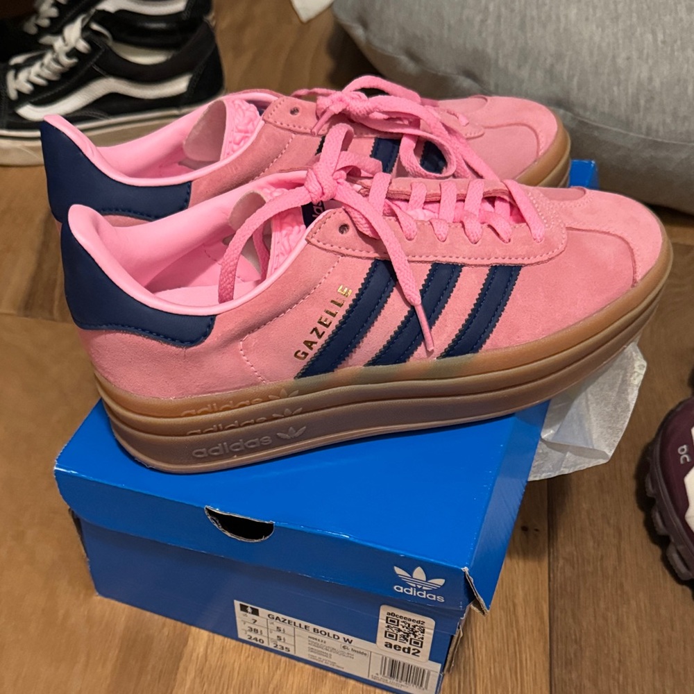 Adidas Gazelle Bold Pink and Navy Sneakers NWT special edition